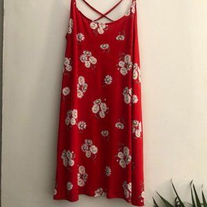 Red Daisy pattern Swing Dress